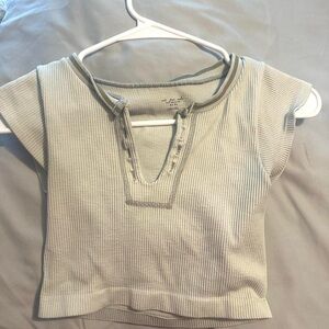 Women's Ribbed Gray Top